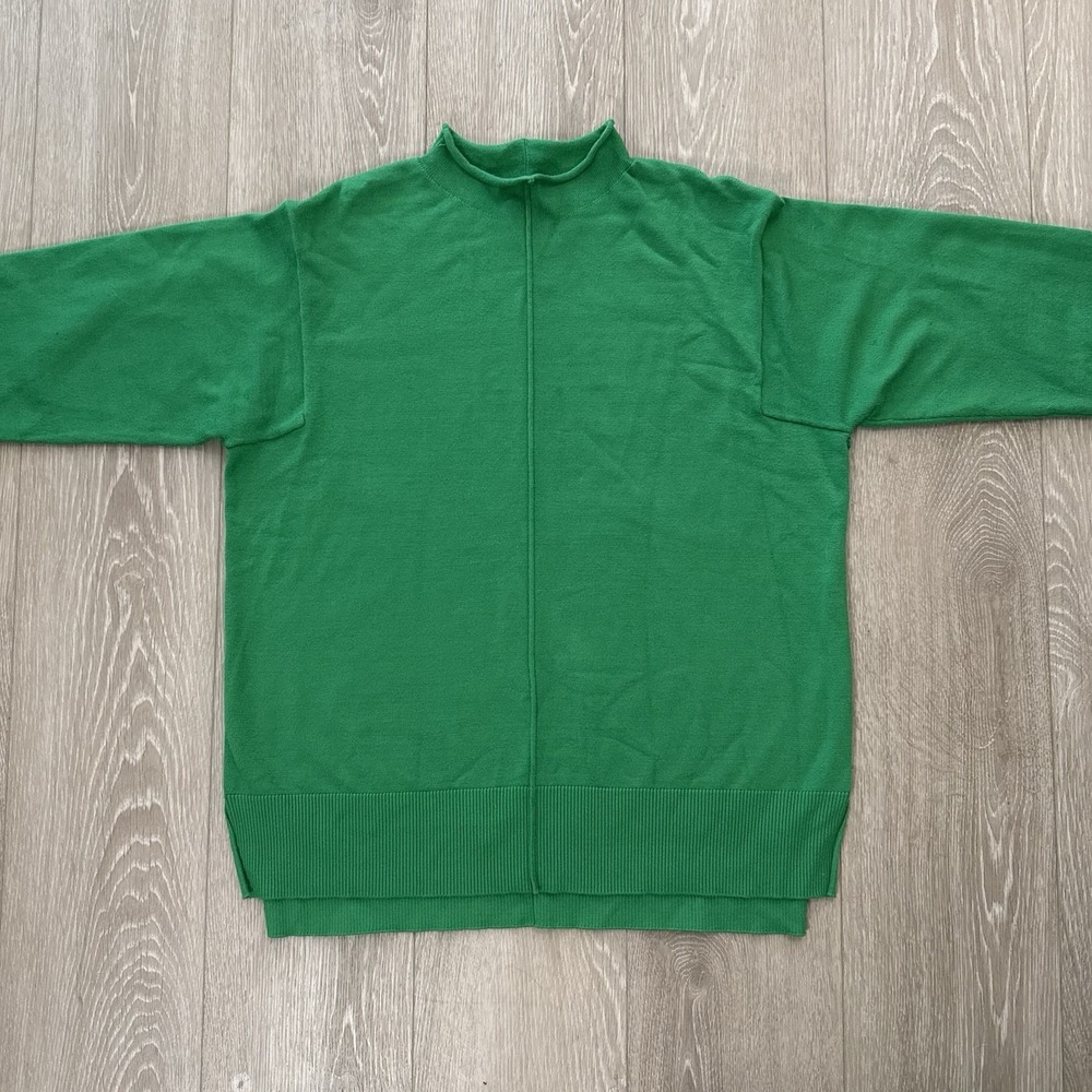 Kelly Green Sweater Mock Neck Size XL Pullover Long Sleeve Knit Details - Picture 2 of 8